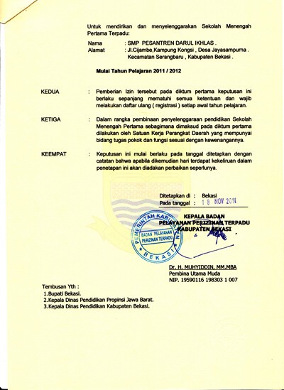 Izin Operasional SMP